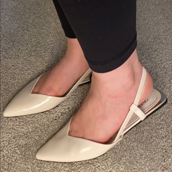 ZARA NWT Ivory Pointy Flat Slingback - Picture 6 of 7